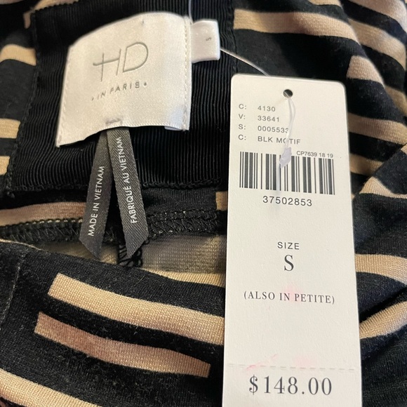 Brand New Anthropologie HD in Paris Black & Beige Dress - Size Small - Picture 5 of 7